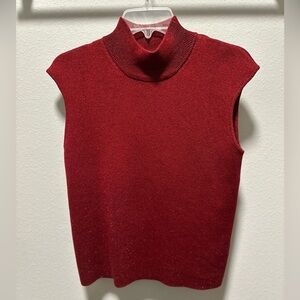 Coldwater Creek Red Sparkle, Silk, Metallic blend sleeveless sweater Size Large